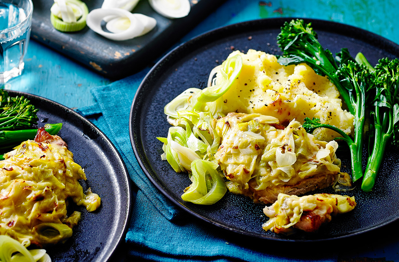 Leek rarebit pork steaks recipe