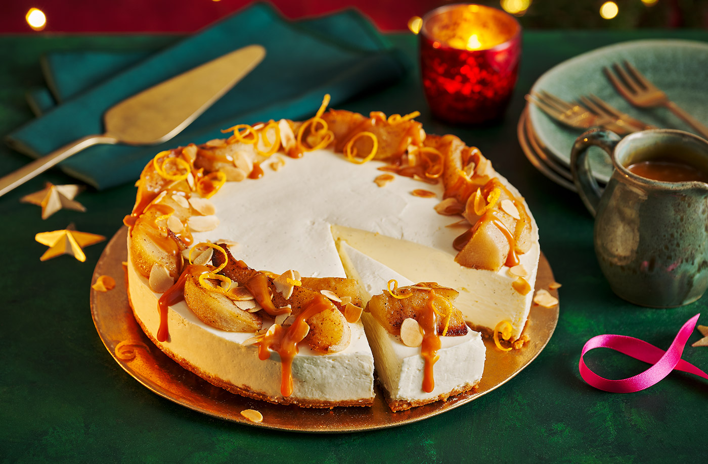 Spiced pear and caramel cheesecake recipe