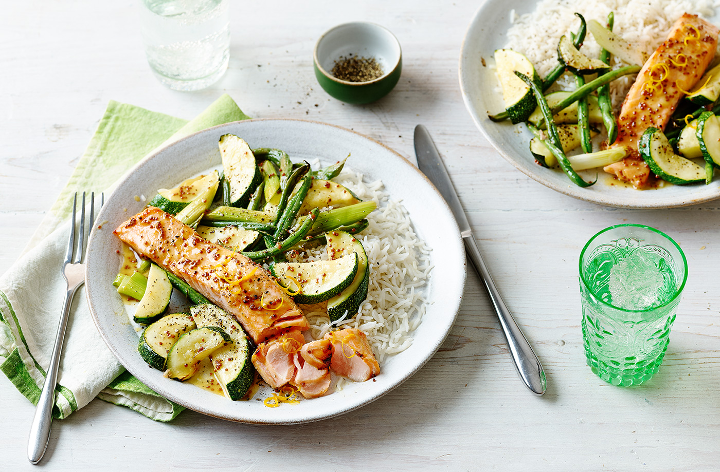 Air-fryer salmon with honey and mustard sauce recipe