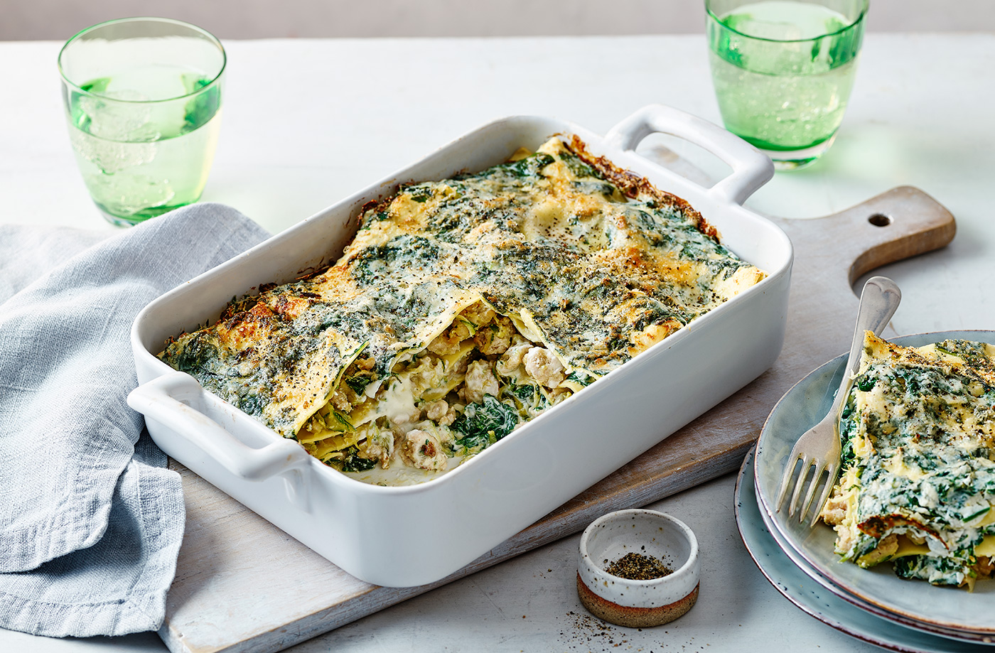 Lighter chicken, courgette and spinach lasagne recipe