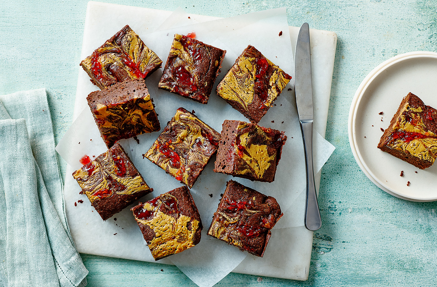 Vegan peanut butter and jam brownies recipe