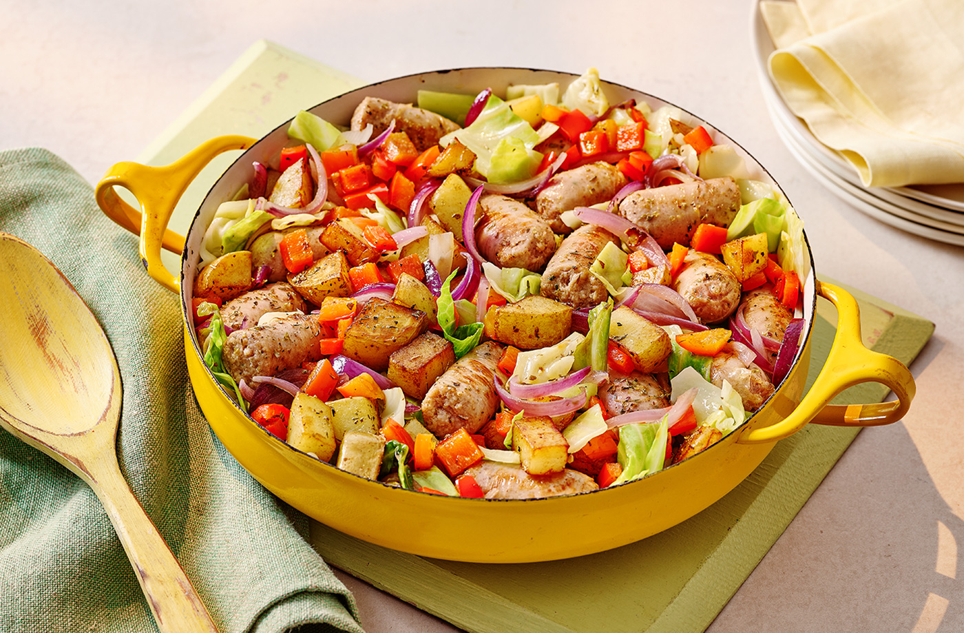 Pan-fried sausage and cabbage hash recipe