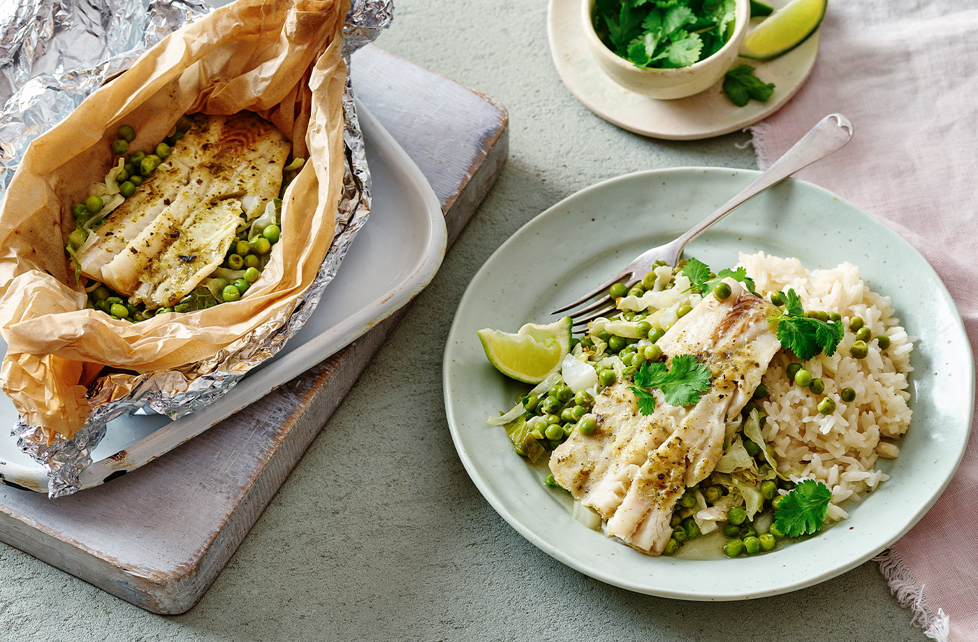 Thai coconut fish with rice recipe