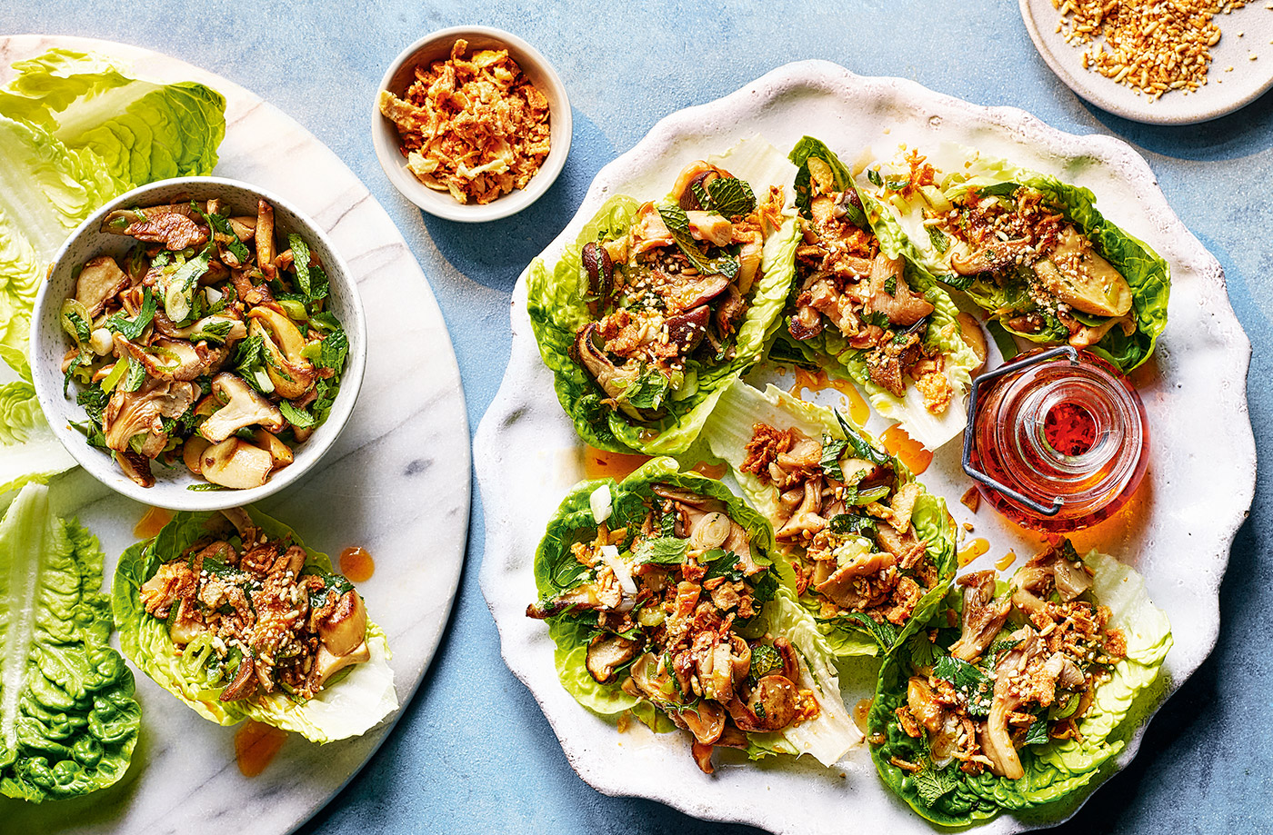 Thai-style mushroom lettuce cups recipe
