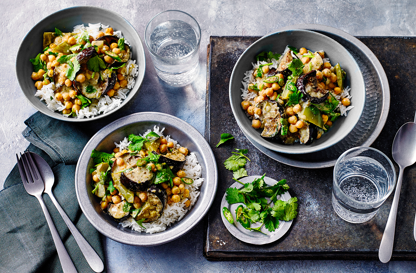 Thai chickpea and aubergine curry recipe