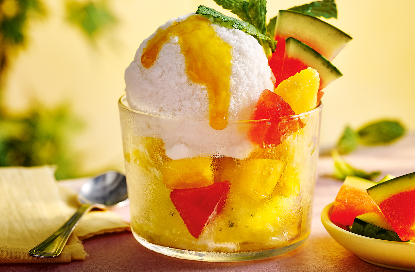 Tropical sorbet sundae recipe
