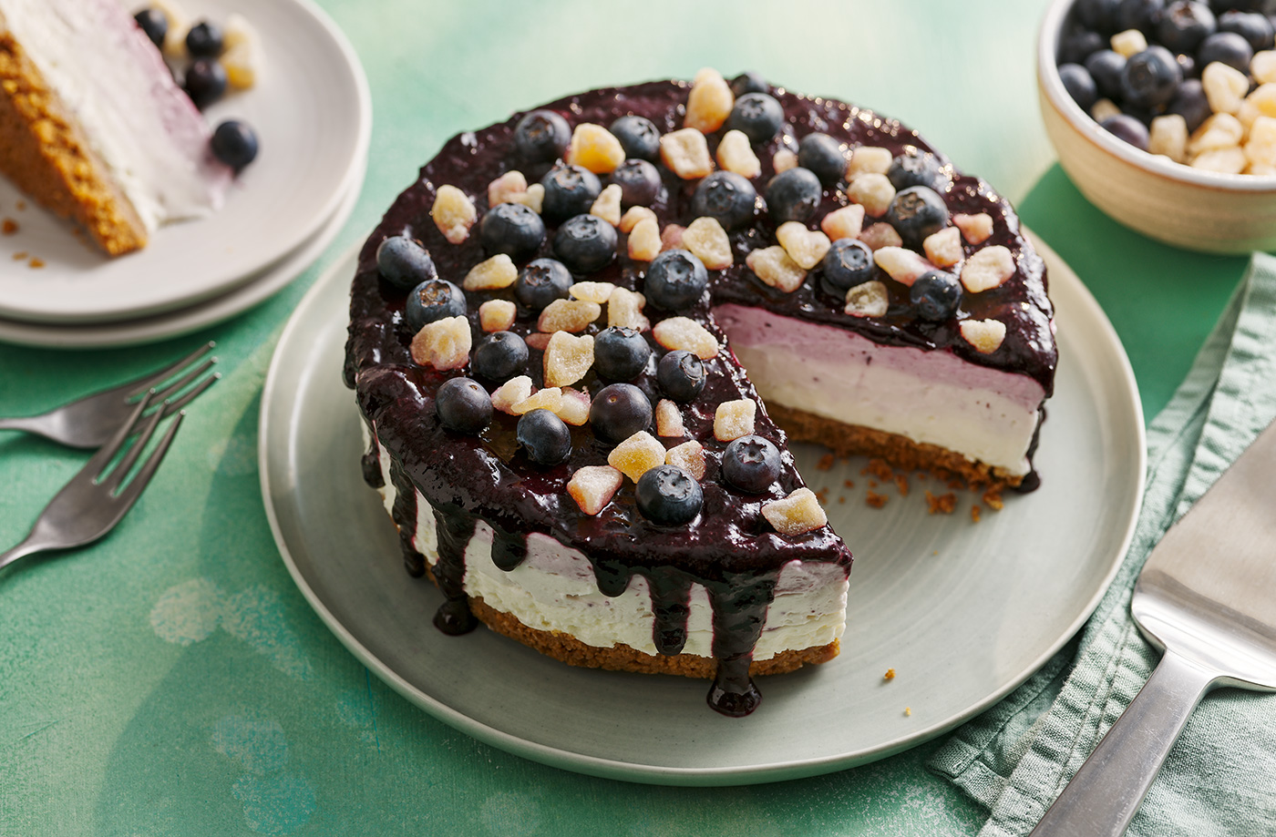 Bethany's vegan blueberry and ginger Pride cheesecake recipe
