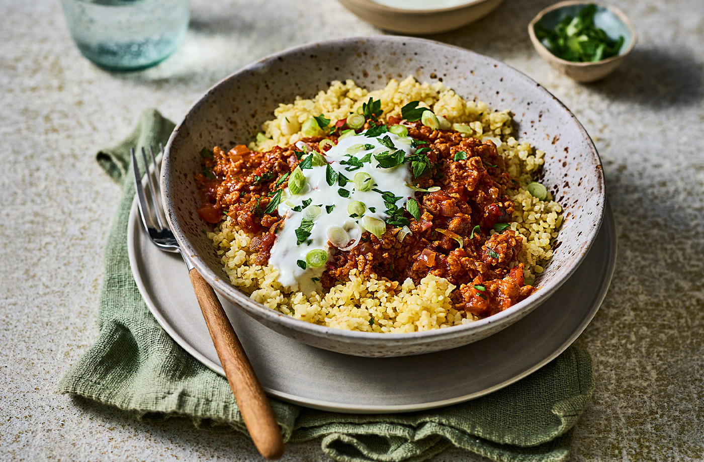 Veggie harissa ragu with bulgur wheat recipe