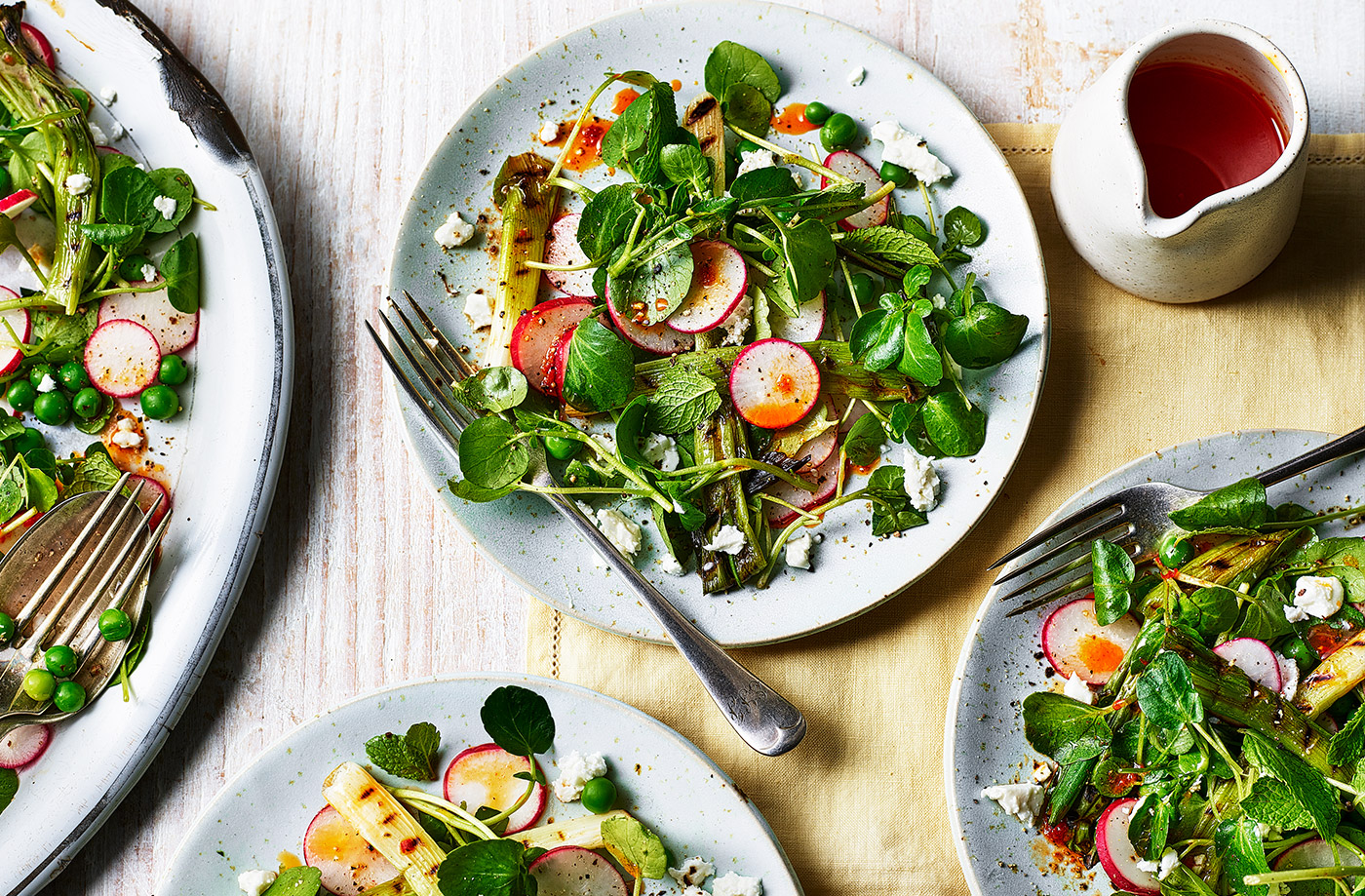 Watercress and charred spring onion salad recipe