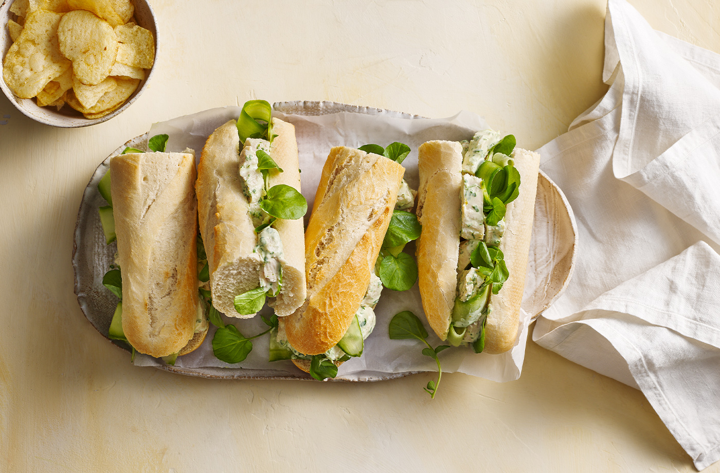 Chicken and watercress baguettes recipe