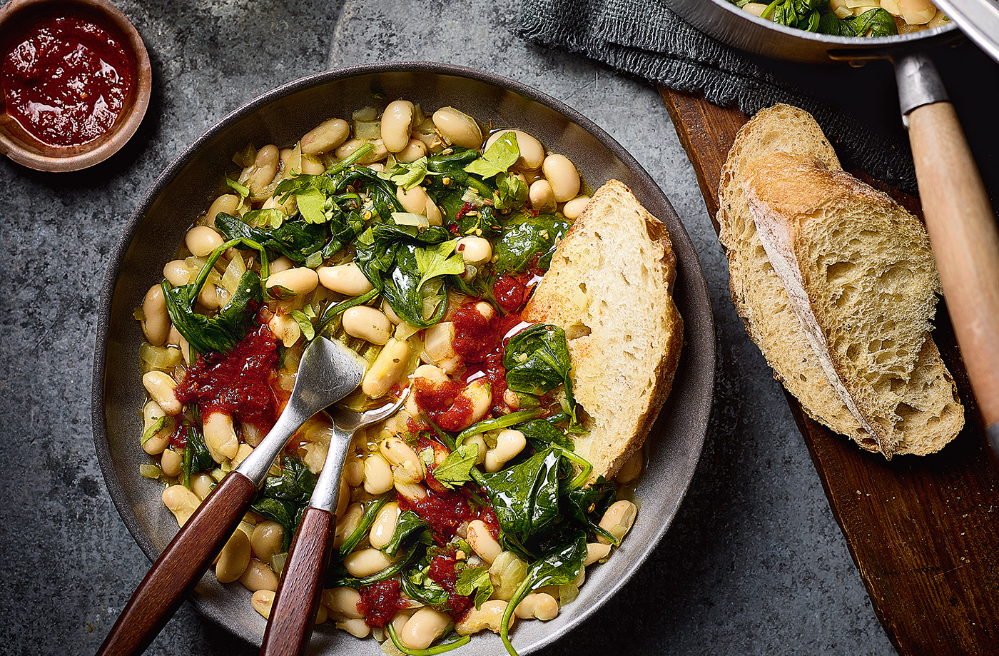 White bean stew with fennel and harissa recipe