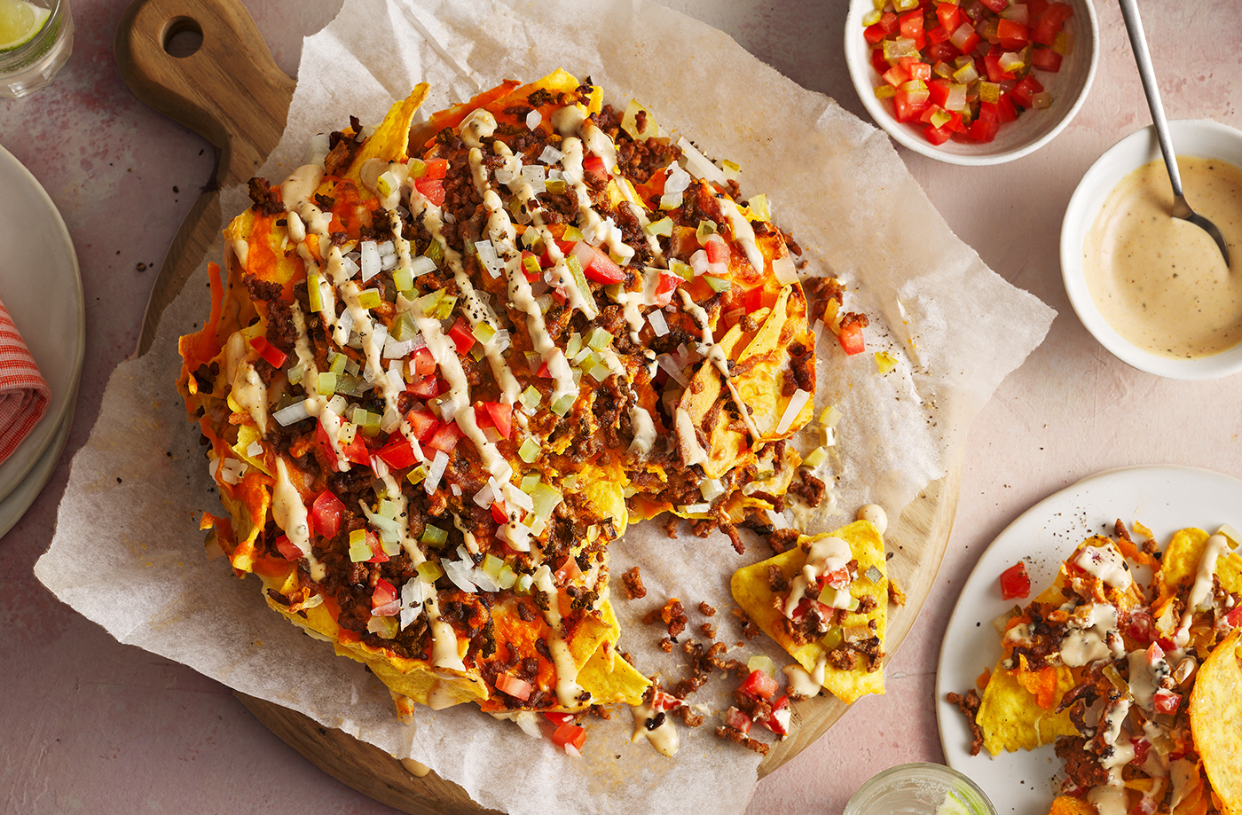 Air-fryer cheeseburger nachos recipe