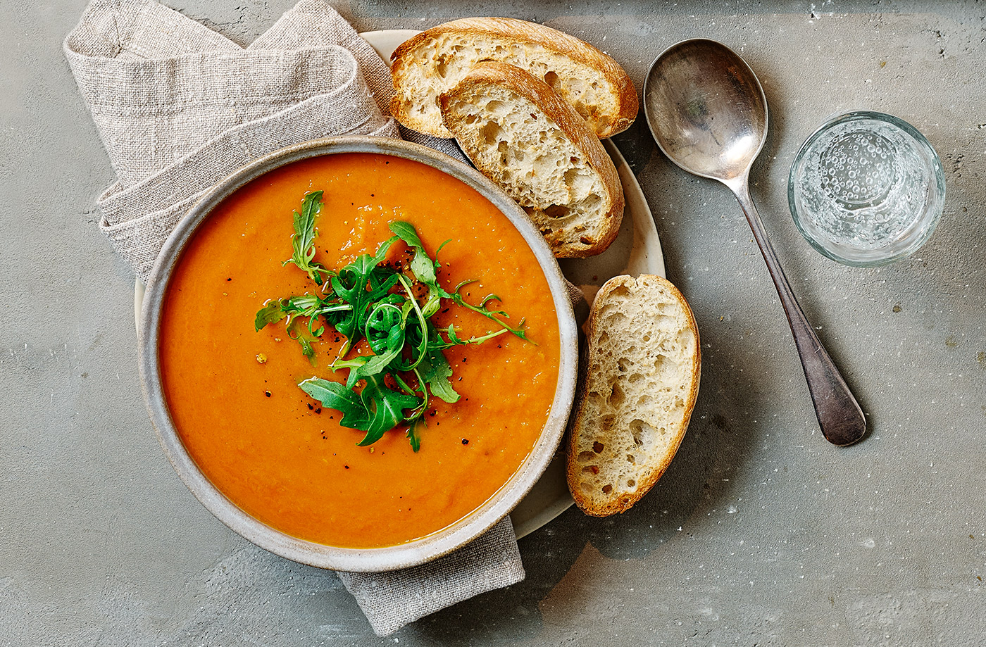 Carrot and tomato soup with toast dippers recipe