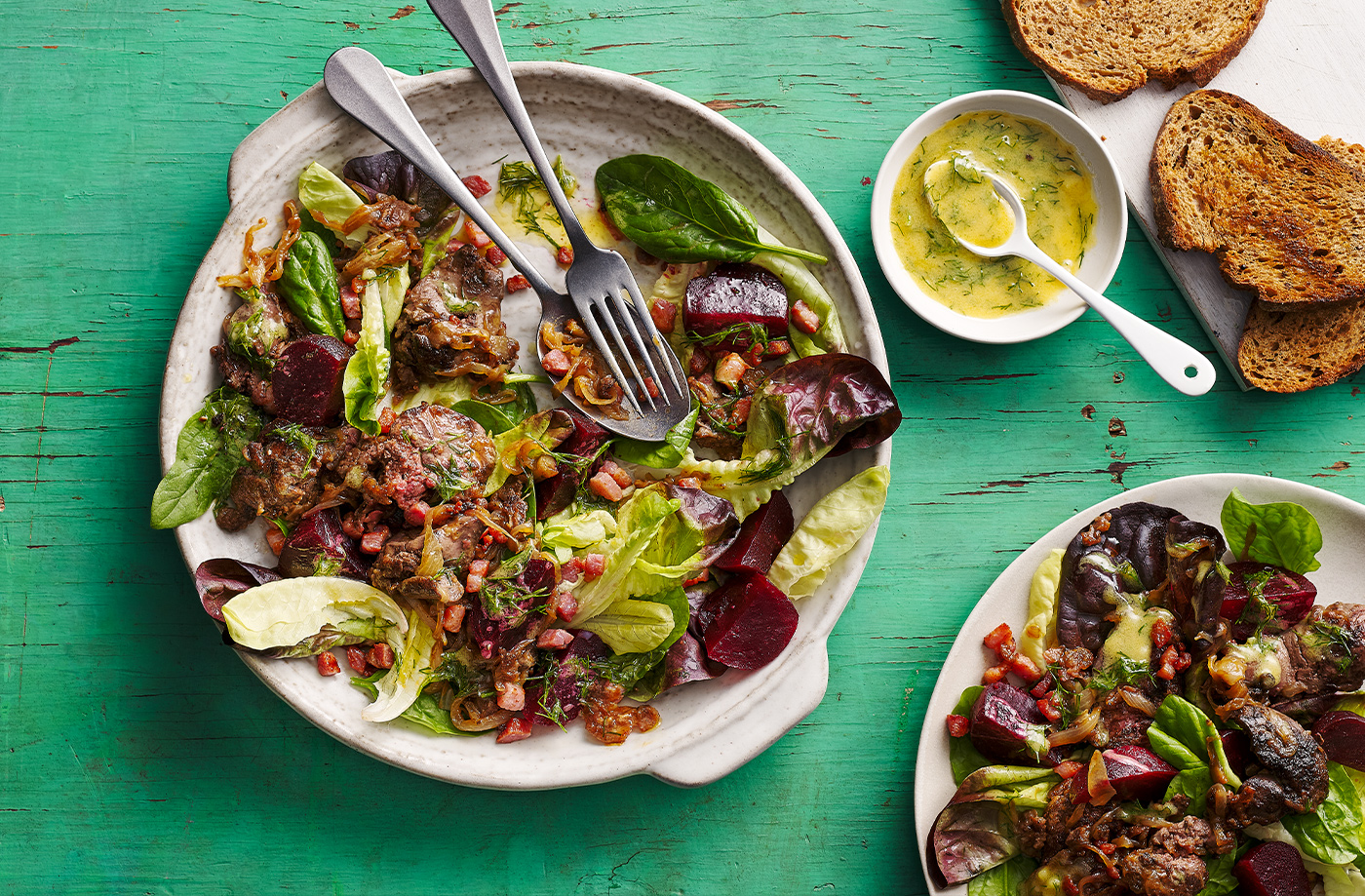 Warm chicken liver and beetroot salad recipe