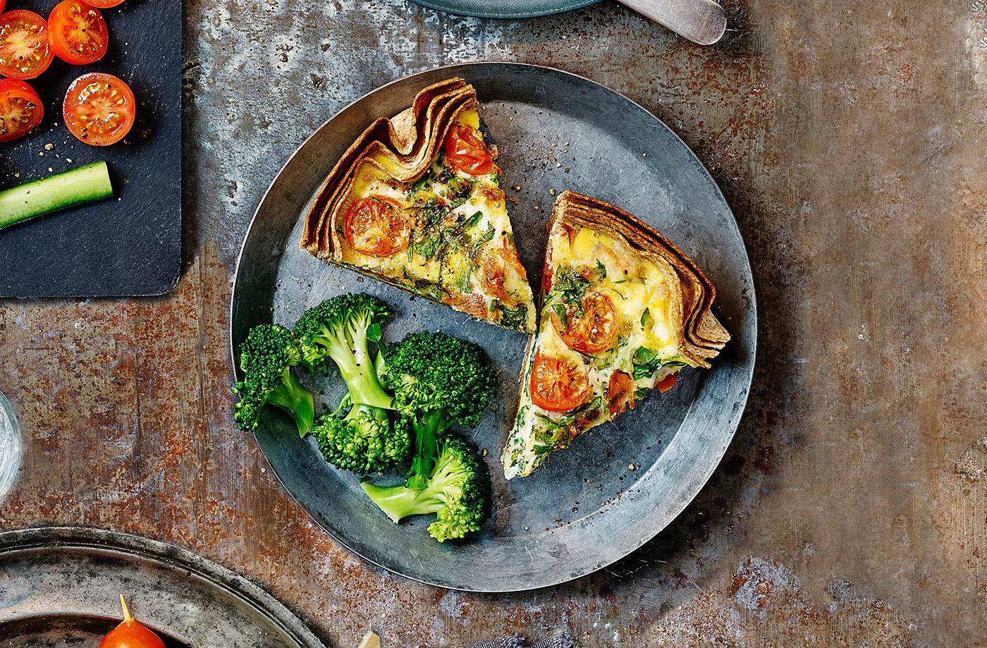 Ham and spinach tortilla quiche recipe