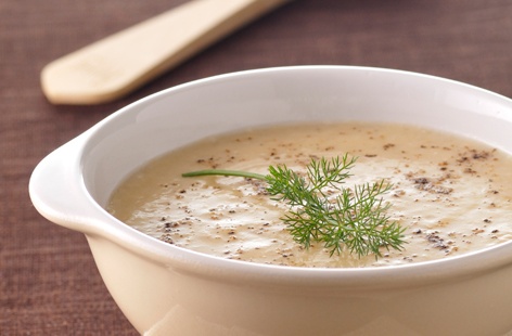 A lovely new way to make potato soup: just add fennel. The sweet subtle hints of aniseed are a great foil for the potato in this creamy bowl of goodness. Easy to make – and it's freezable, too. Leave out the double cream, if preferred.
