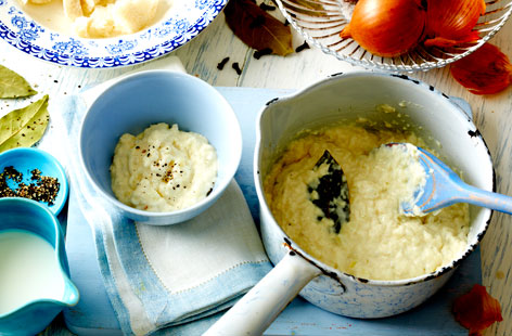 A classic Christmas side dish made easy, this bread sauce can be whipped up in no time and has plenty of spice from cloves and creaminess to make it an any-time accompaniment to roast chicken or ham.