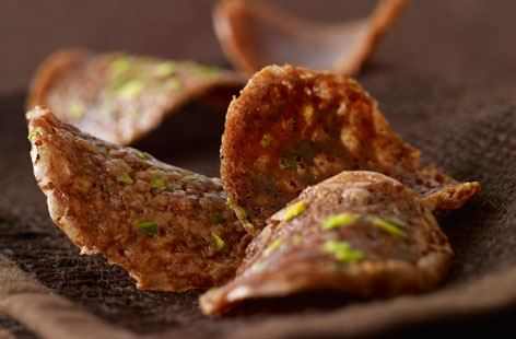 Chocolate and pistachio tuile biscuits recipe