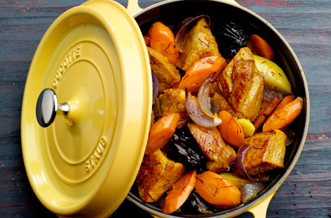 For a cosy winter dinner, you can't beat a casserole, and this one-pot winner gets fruity by adding prunes. The tender pork goes brilliantly with the carrot and prune flavours, and it's ready in under an hour.