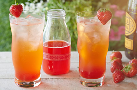 Top up this pretty, pink strawberry and rose syrup with sparkling water or prosecco for the perfect spring cocktail.