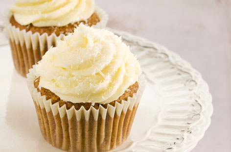 Cupcakes usually means no arguments over who got the bigger slice. These gorgeous cinnamon and carrot numbers are topped with an irresistible cream cheese icing and desiccated coconut. Practically one of your five-a-day.