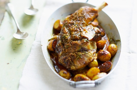Shoulder of lamb and baby roast potatoes recipe