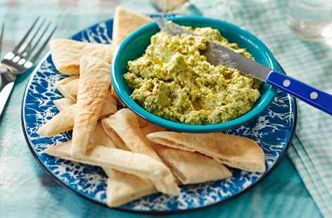 This broad bean, feta and pistachio blend is quick and simple to make, but totally tasty