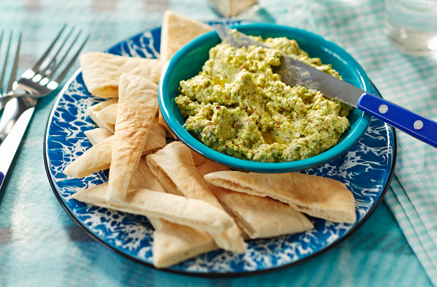 Broad bean, feta and pistachio dip recipe