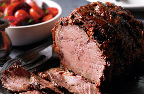 Harissa paste is a versatile ingredient, adding spicy oompf to many a dish. For this light-lunch or brunch, it is smeared over a rolled beef rib before roasting. Serve with a beetroot and cherry tomato salad and plenty of crusty bread.