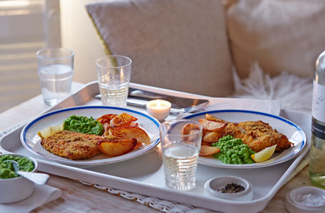 Spruce up your traditional fish and chips by adding some wonderfully spiced Indian tikka masala to your crispy breaded fillets