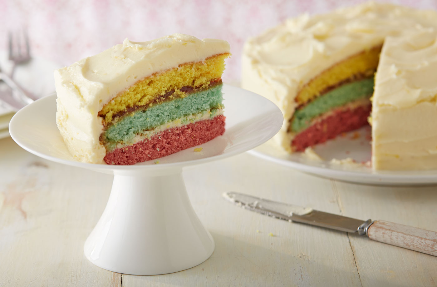 Lemon icing rainbow cake recipe