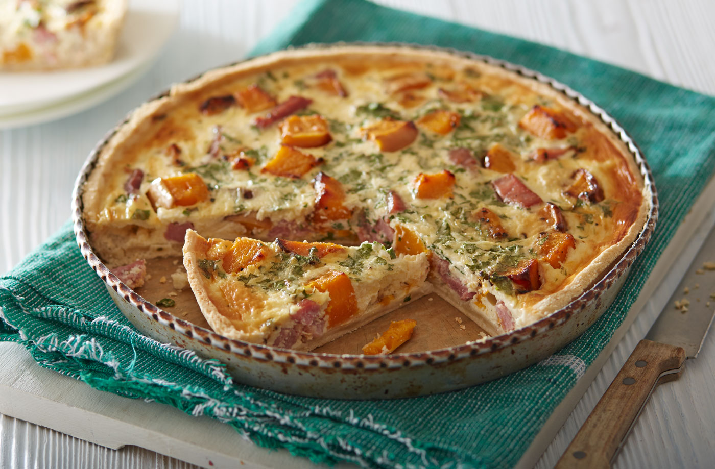 Butternut, rosemary and gammon quiche recipe