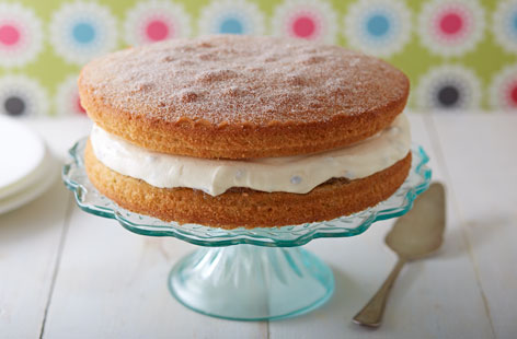 Get a little tropical with this exotic passion fruit and lime Victoria sponge bake