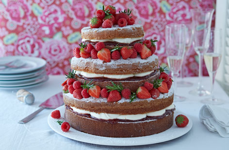 Nudity isn't awfully Victorian but this jaw-dropping rustic naked Victoria sponge layer cake was made to break the rules. Stacked with five tiers of delicious sponge and scattered with fresh strawberries and raspberries, it's a recipe that'll always impress.