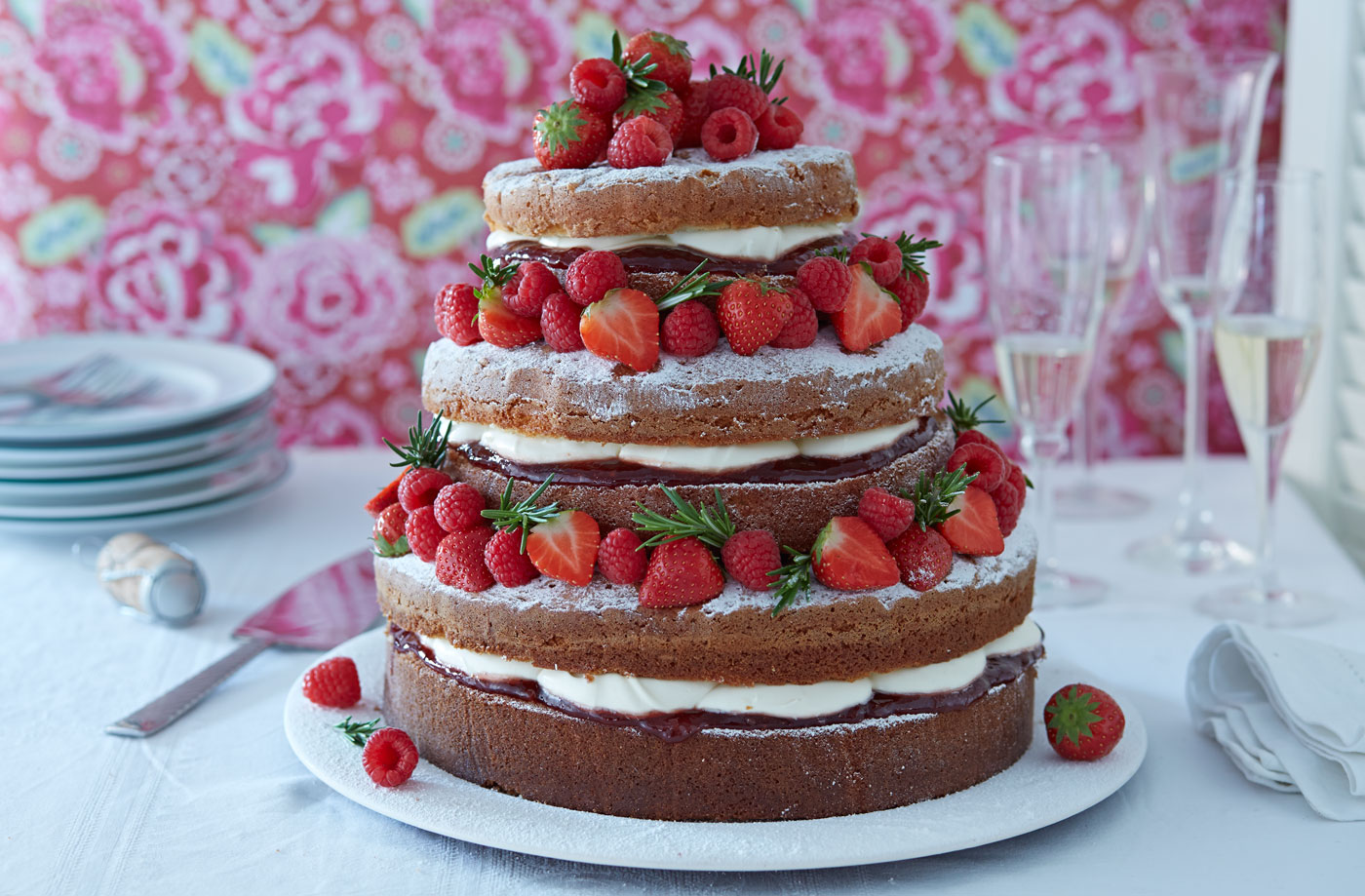 Rustic naked Victoria sponge layer cake recipe