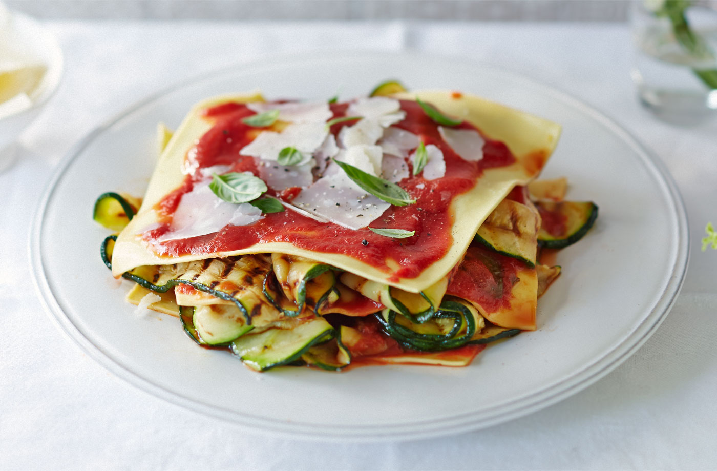 Courgette and tomato open lasagne recipe