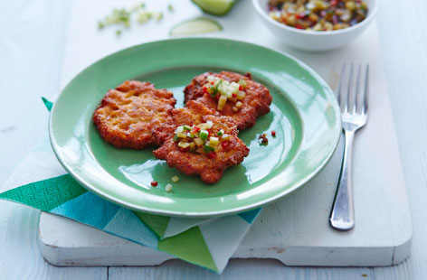These aromatic Thai  fishcakes are served alongside a cooling cucumber dipping sauce