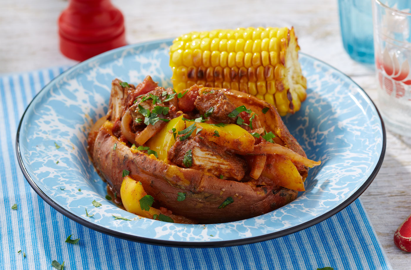 Jerk chicken stew with campfire corn on the cob recipe