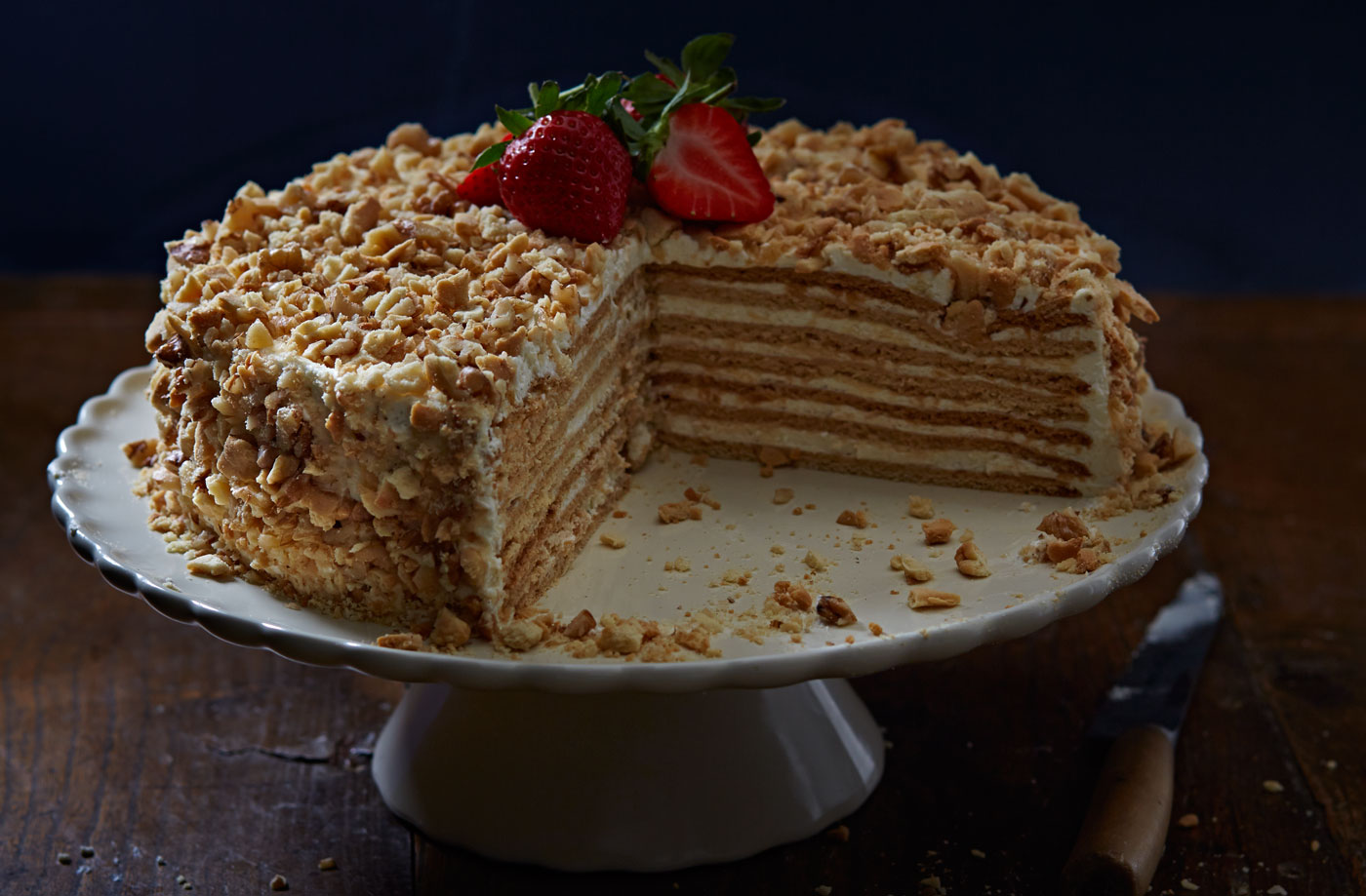 A real showstopper, this Russian layer cake will cause a stir at any party