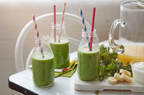 This brightly coloured smoothie is a great way to start the day, and sets you well on the way to getting your five-a-day