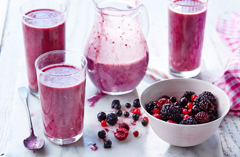 Blitz together overripe bananas and berries for this thick and creamy dairy-free smoothie perfect for breakfast or after a workout. Try it with the milk-alternative you prefer: almond, oat, rice or soya milk all work well