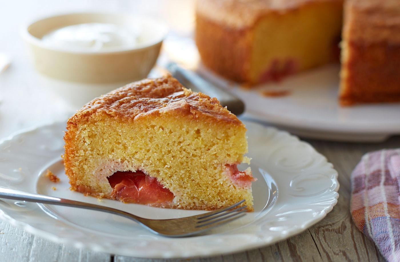 Gluten-free plum polenta cake recipe