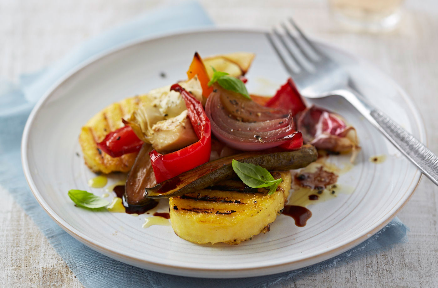 Roasted vegetables on polenta bruschetta recipe