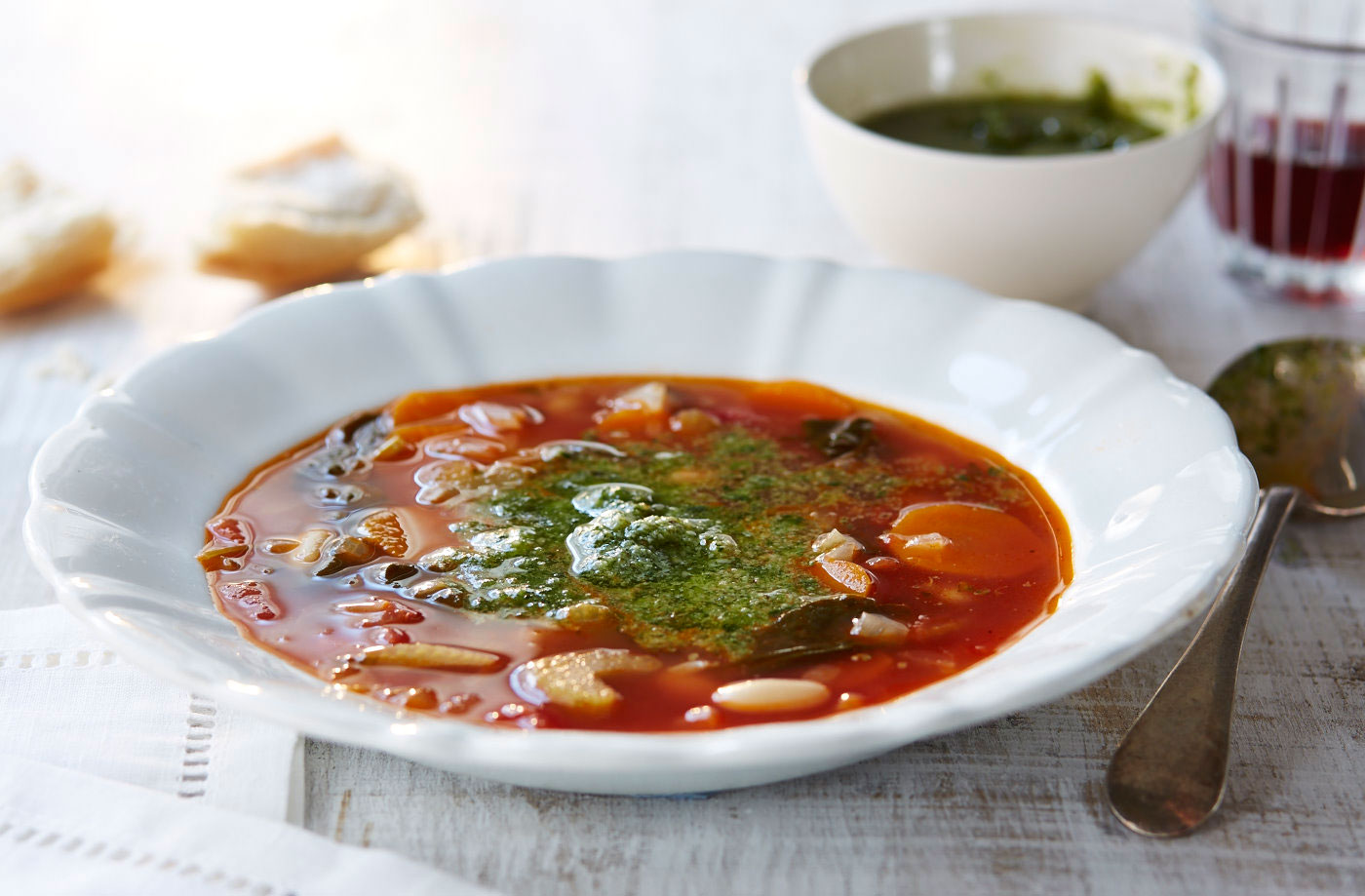 Soup au pistou with walnut pesto recipe
