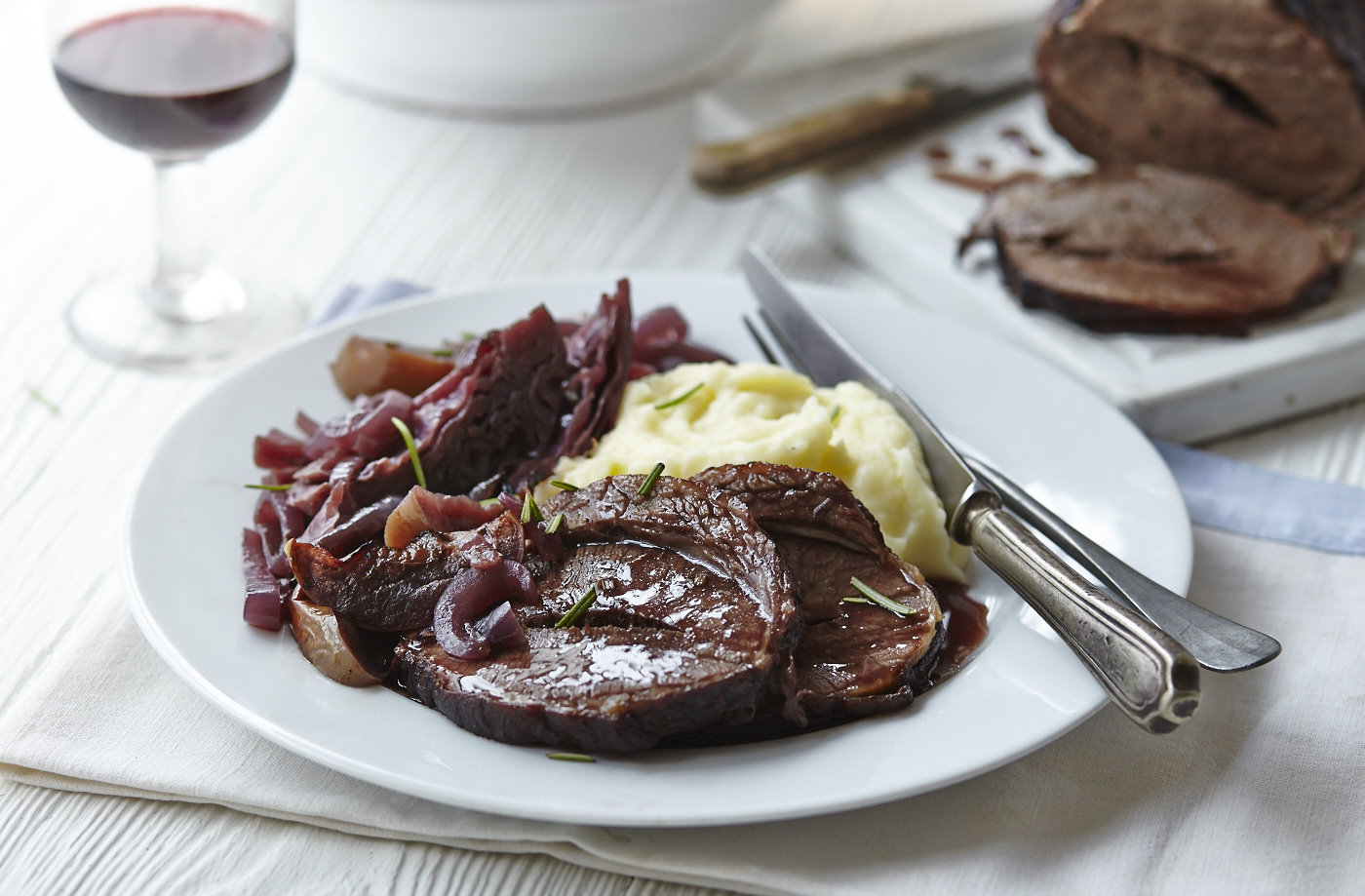 Red wine braised brisket and red cabbage one-pot recipe
