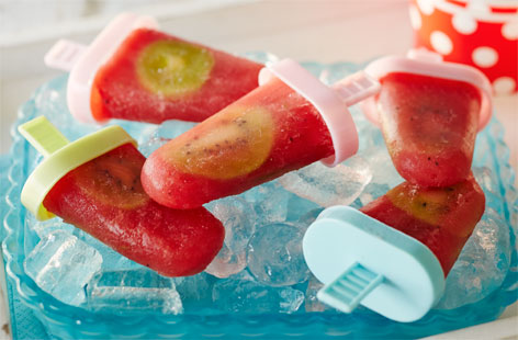 Did you know that Kiwi fruit contain more Vitamin C than oranges and that watermelon is packed full of antioxidants? This recipe is a fun way for all the family to enjoy both – and a healthier way to appreciate ice lollies!
