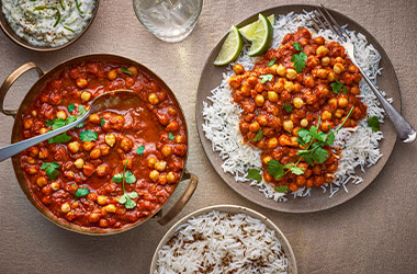 Chana masala curry with rice