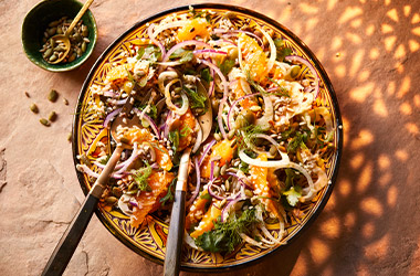 Fennel, orange and olive bulgur wheat salad