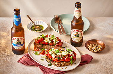 Smoked Caprese bruschetta
