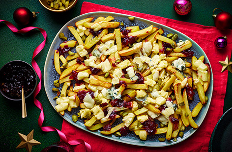 Use up all your leftover cheeseboard bits to make these extra-special cheesy chips. Chuck whatever cheeses you have left, along with chutney and cornichons, and get ready for some serious cheese pulls.